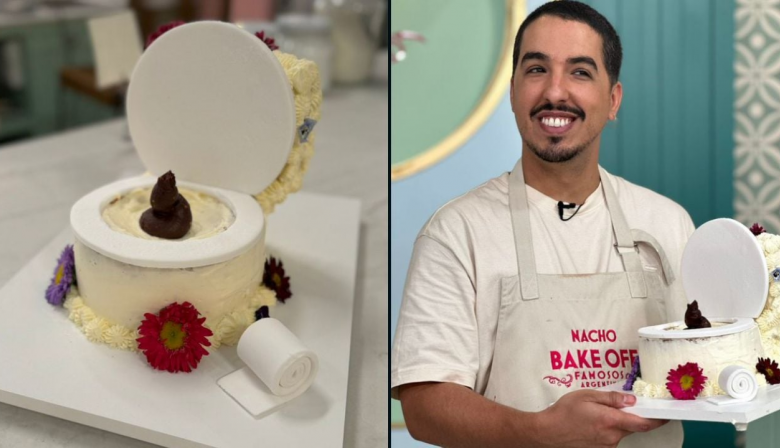 BakeOff: Nacho Elizalde presentó una torta con forma de inodoro recordando a Necochea