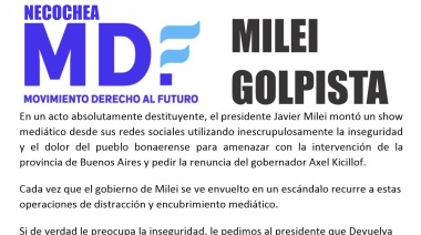 Mesa de Kicillof en Necochea: "Milei golpista"