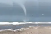 Video: En medio de un alerta por vientos fuertes, una tromba marina soprendió en Reta